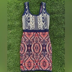 Jealous Tomato Tribal Print Bodycon Dress, Size Medium